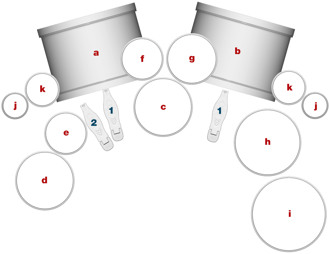 FUMIYAのドラム配置図