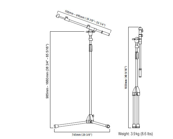 Telescoping Boom Stand MS436BK | Boom Microphone Stands